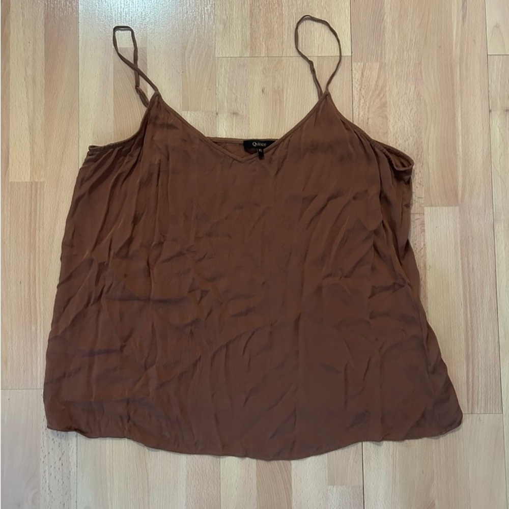 Quince Brown V-Neck Spaghetti Strap Camisole